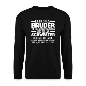 Bruder Schwester Geschwister Geschenk - Unisex Pullover - Schwarz - Vorne - Alina (178cm) & Michal (187cm)