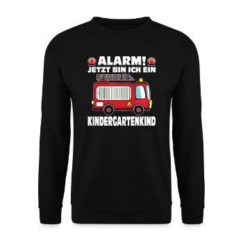 Kindergarten Feuerwehr Kindergartenkind Geschenk - Unisex Pullover - Schwarz - Vorne - Alina (178cm) & Michal (187cm)