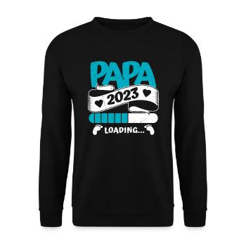 Papa Loading 2023 | Werdender Papa Vater - Unisex Pullover - Schwarz - Vorne - Alina (178cm) & Michal (187cm)