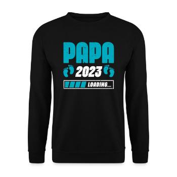 Papa Loading 2023 | Werdender Papa Vater - Unisex Pullover - Schwarz - Vorne - Alina (178cm) & Michal (187cm)