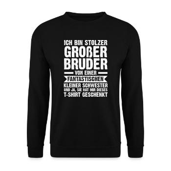 Großer Bruder Familie Kleine Schwester Geschenk - Unisex Pullover - Schwarz - Vorne - Alina (178cm) & Michal (187cm)