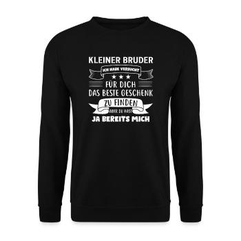 Kleiner Bruder Familie Geschwister Geschenk - Unisex Pullover - Schwarz - Vorne - Alina (178cm) & Michal (187cm)