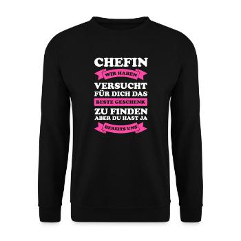 Chefin Job Leiterin Geschenk - Unisex Pullover - Schwarz - Vorne - Alina (178cm) & Michal (187cm)