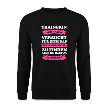 Trainerin Sport Sportler Geschenk - Unisex Pullover - Schwarz - Vorne - Alina (178cm) & Michal (187cm)