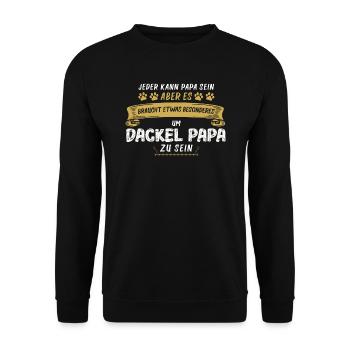 Dackel Papa Dachshund Geschenk - Unisex Pullover - Schwarz - Vorne - Alina (178cm) & Michal (187cm)
