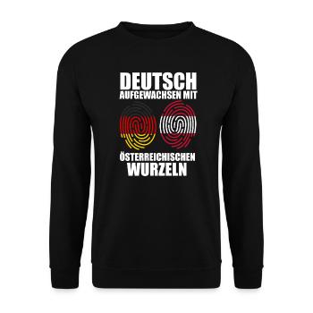Deutscher Österreicher Österreich Geschenk - Unisex Pullover - Schwarz - Vorne - Alina (178cm) & Michal (187cm)