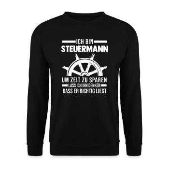 Kapitän Boot Steuermann Geschenk - Unisex Pullover - Schwarz - Vorne - Alina (178cm) & Michal (187cm)