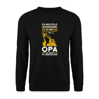 Bagger Opa Baggerfahrer Geschenk - Unisex Pullover - Schwarz - Vorne - Alina (178cm) & Michal (187cm)