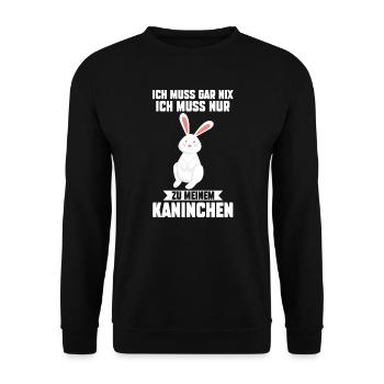 Kaninchen Haustier Zwergkaninchen Geschenk - Unisex Pullover - Schwarz - Vorne - Alina (178cm) & Michal (187cm)
