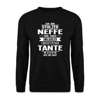Neffe Tante Neffen Geschenk - Unisex Pullover - Schwarz - Vorne - Alina (178cm) & Michal (187cm)
