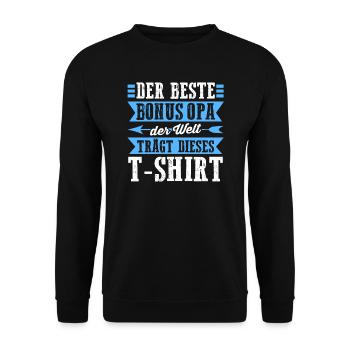 Bonus Opa Familie Stiefopa Geschenk - Unisex Pullover - Schwarz - Vorne - Alina (178cm) & Michal (187cm)