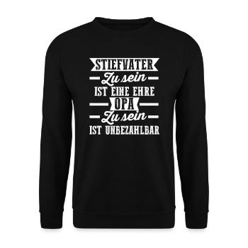 Stiefvater Opa Stiefpapa Geschenk - Unisex Pullover - Schwarz - Vorne - Alina (178cm) & Michal (187cm)