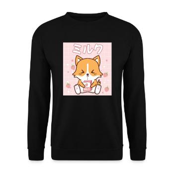 Cadeau japonais au lait de fraise kawaii - Sweat-shirt Unisexe - noir - Devant - Alina (178cm) & Michal (187cm)