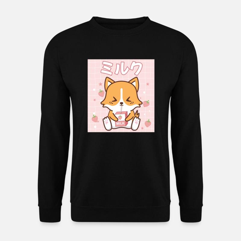 Japanisches Kawaii Erdbeermilch Geschenk - Unisex Pullover - Schwarz