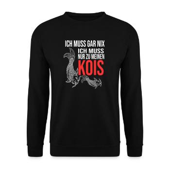 Kois Fisch Koifisch Geschenk - Unisex Pullover - Schwarz - Vorne - Alina (178cm) & Michal (187cm)