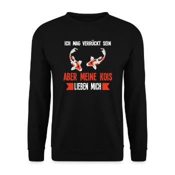 Kois Fisch Koi Flüsterer Geschenk - Unisex Pullover - Schwarz - Vorne - Alina (178cm) & Michal (187cm)