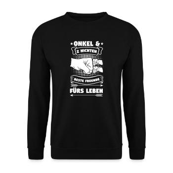 Onkel 2 Nichten Nichte Geschenk - Unisex Pullover - Schwarz - Vorne - Alina (178cm) & Michal (187cm)