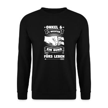 Onkel 2 Nichten Nichten Geschenk - Unisex Pullover - Schwarz - Vorne - Alina (178cm) & Michal (187cm)