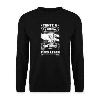Tante 2 Neffen Neffen Geschenk - Unisex Pullover - Schwarz - Vorne - Alina (178cm) & Michal (187cm)