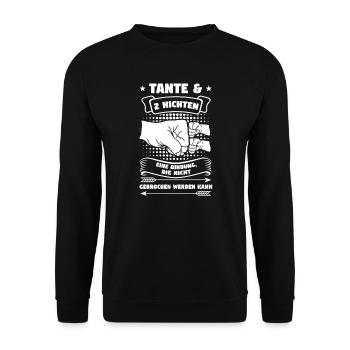 Tante 2 Nichten Nichten Geschenk - Unisex Pullover - Schwarz - Vorne - Alina (178cm) & Michal (187cm)
