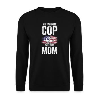 Polizist Mama Cop Mama Familie Geschenk - Unisex Pullover - Schwarz - Vorne - Alina (178cm) & Michal (187cm)