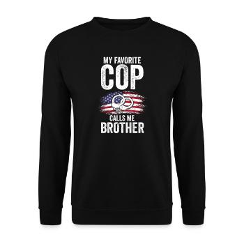 Cop Bruder Cop Bruder Familie Geschenk - Unisex Pullover - Schwarz - Vorne - Alina (178cm) & Michal (187cm)