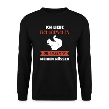 Eichhörnchen Tier Eichhörnchenliebhaber Geschenk - Unisex Pullover - Schwarz - Vorne - Alina (178cm) & Michal (187cm)