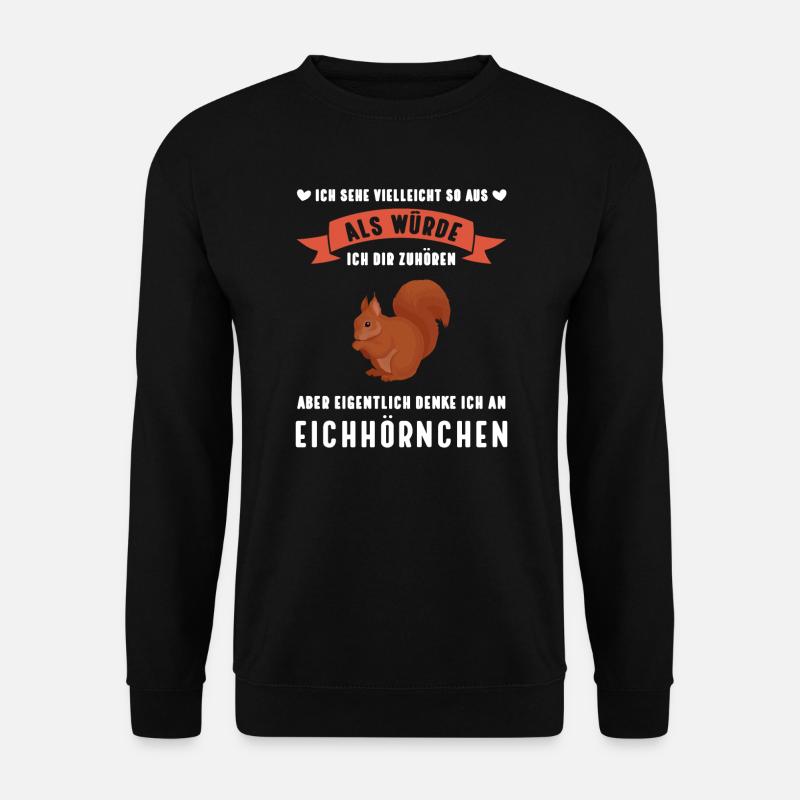 Eichhörnchen Tier Haselnüsse Geschenk - Unisex Pullover - Schwarz