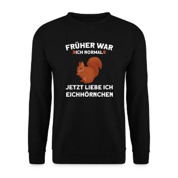 Eichhörnchen Tier Eichhörnchenliebhaber Geschenk - Unisex Pullover - Schwarz - Vorne - Alina (178cm) & Michal (187cm)