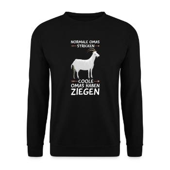 Ziege Oma Ziegen Geschenk - Unisex Pullover - Schwarz - Vorne - Alina (178cm) & Michal (187cm)