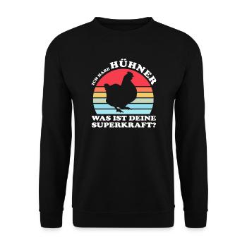 Hühner Huhn Hühnerbesitzer Geschenk - Unisex Pullover - Schwarz - Vorne - Alina (178cm) & Michal (187cm)