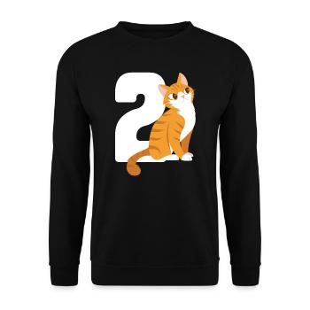 2.Geburtstag Katze 2 Jahre alt Geschenk - Unisex Pullover - Schwarz - Vorne - Alina (178cm) & Michal (187cm)