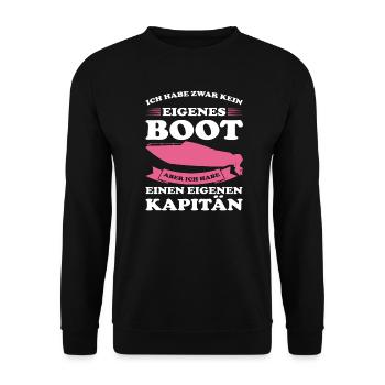 Kapitän Boot Bootfahrer Geschenk - Unisex Pullover - Schwarz - Vorne - Alina (178cm) & Michal (187cm)