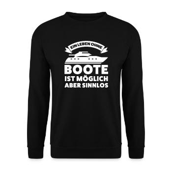 Boot Segeln Motorboot Geschenk - Unisex Pullover - Schwarz - Vorne - Alina (178cm) & Michal (187cm)