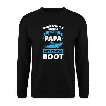 Boot Papa Segler Geschenk - Unisex Pullover - Schwarz - Vorne - Alina (178cm) & Michal (187cm)
