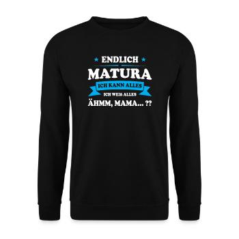 Matura Abschluss Maturant Geschenk - Unisex Pullover - Schwarz - Vorne - Alina (178cm) & Michal (187cm)