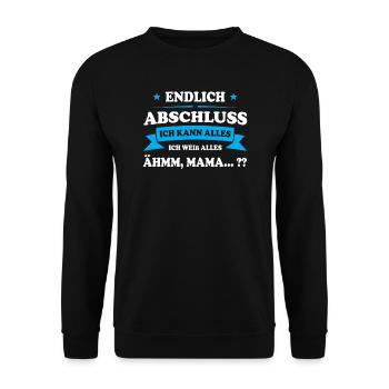 Schule Abschluss Absolvent Geschenk - Unisex Pullover - Schwarz - Vorne - Alina (178cm) & Michal (187cm)