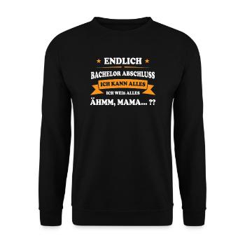 Bachelor Abschluss Bachelor-Abschluss Geschenk - Unisex Pullover - Schwarz - Vorne - Alina (178cm) & Michal (187cm)