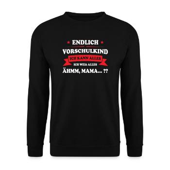 Vorschule Schüler Vorschulkind Geschenk - Unisex Pullover - Schwarz - Vorne - Alina (178cm) & Michal (187cm)