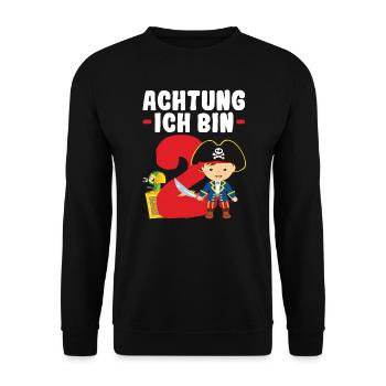 2.Geburtstag Pirat Piraten Party Geschenk - Unisex Pullover - Schwarz - Vorne - Alina (178cm) & Michal (187cm)