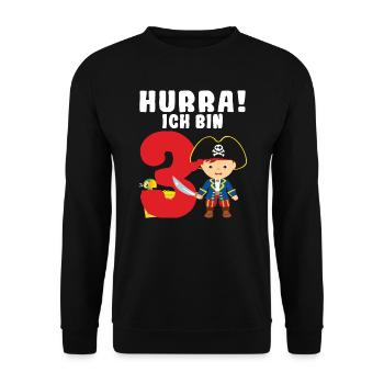 3.Geburtstag Pirat Piraten Geschenk - Unisex Pullover - Schwarz - Vorne - Alina (178cm) & Michal (187cm)