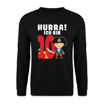10.Geburtstag Pirat Piraten Geschenk - Unisex Pullover - Schwarz - Vorne - Alina (178cm) & Michal (187cm)