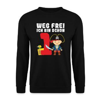 1.Geburtstag Pirat Piraten Party Geschenk - Unisex Pullover - Schwarz - Vorne - Alina (178cm) & Michal (187cm)