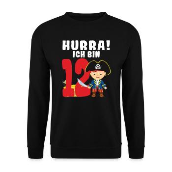 13.Geburtstag Pirat Piraten Geschenk - Unisex Pullover - Schwarz - Vorne - Alina (178cm) & Michal (187cm)