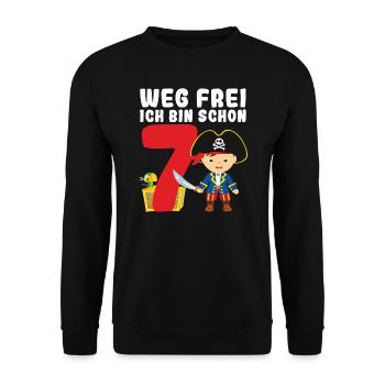 7.Geburtstag Pirat Piraten Party Geschenk - Unisex Pullover - Schwarz - Vorne - Alina (178cm) & Michal (187cm)