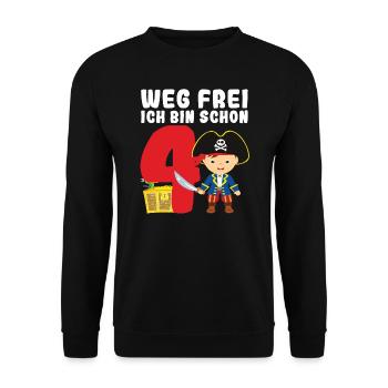 4.Geburtstag Pirat Piraten Party Geschenk - Unisex Pullover - Schwarz - Vorne - Alina (178cm) & Michal (187cm)