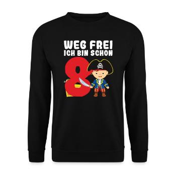 8.Geburtstag Pirat Piraten Party Geschenk - Unisex Pullover - Schwarz - Vorne - Alina (178cm) & Michal (187cm)