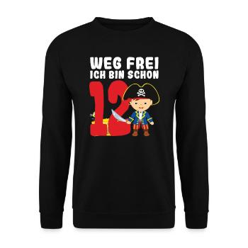 12.Geburtstag Pirat Piraten Party Geschenk - Unisex Pullover - Schwarz - Vorne - Alina (178cm) & Michal (187cm)