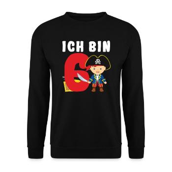 6.Geburtstag Pirat Piraten Geschenk - Unisex Pullover - Schwarz - Vorne - Alina (178cm) & Michal (187cm)