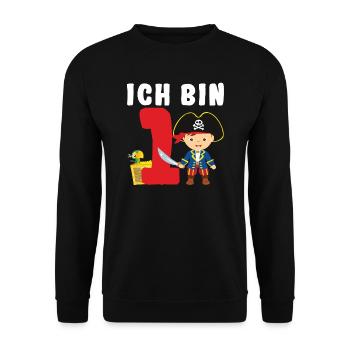 1.Geburtstag Pirat Piraten Geschenk - Unisex Pullover - Schwarz - Vorne - Alina (178cm) & Michal (187cm)